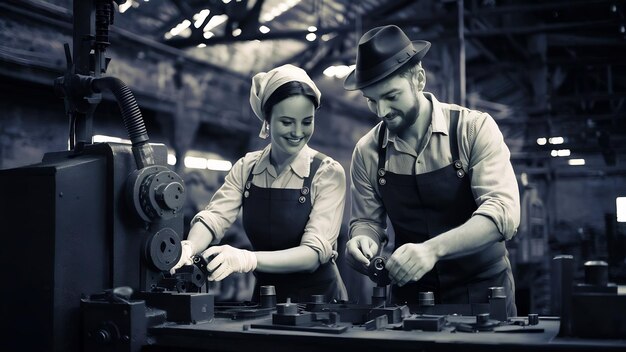 Uomo e donna in una fabbrica