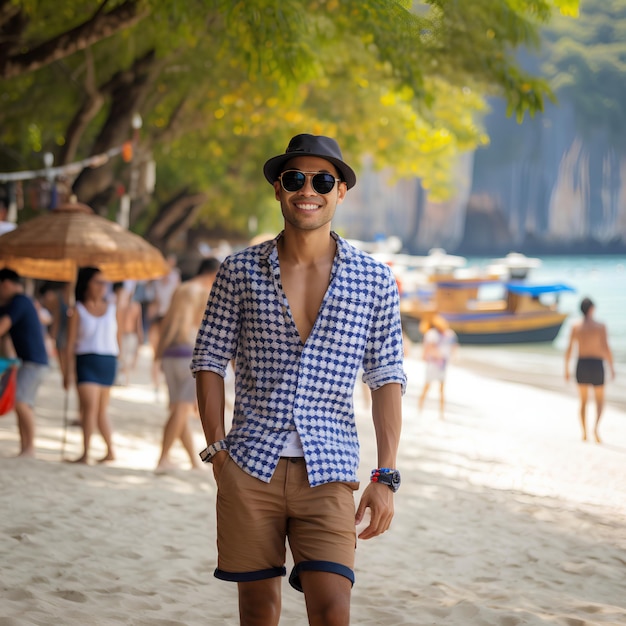 Uomo filippino vestito in stile Preppy a Railay Beach