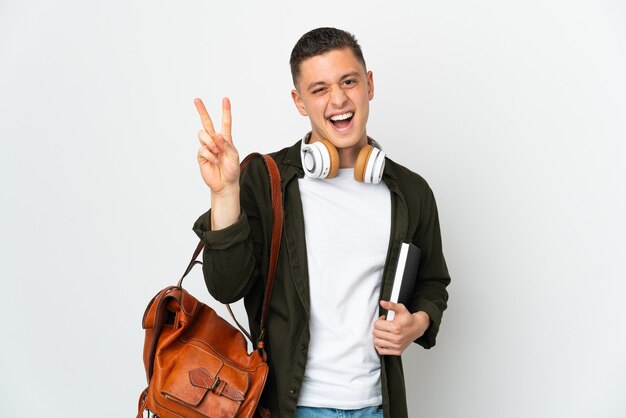 Uomo giovane studente caucasico isolato