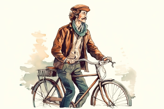 Uomo in bicicletta che si gode una giornata in città
