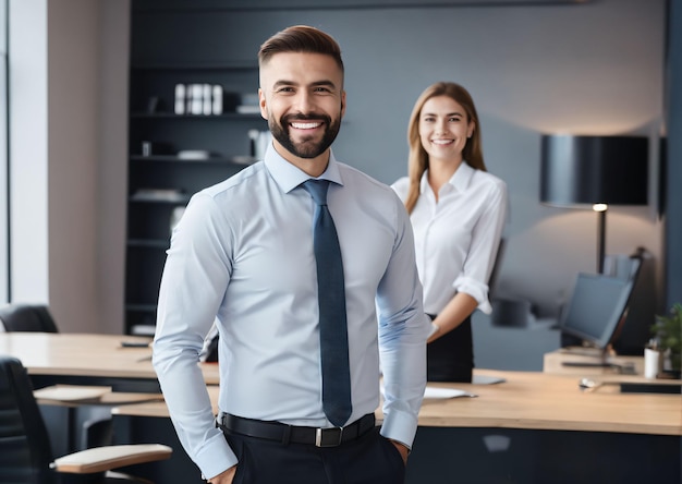 uomo in camicia nel suo ufficio