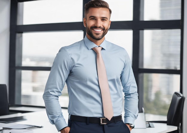 uomo in camicia nel suo ufficio