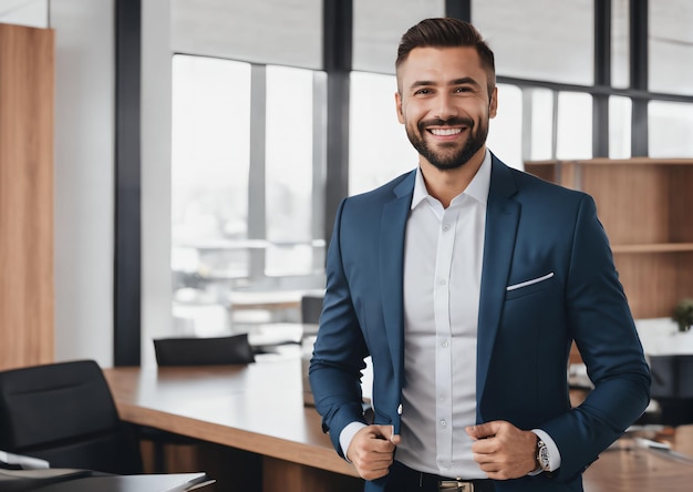 uomo in camicia nel suo ufficio