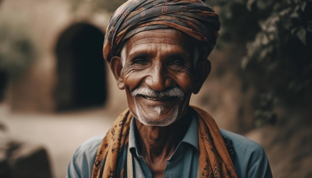 Uomo indiano sorridente che guarda l'obbiettivo