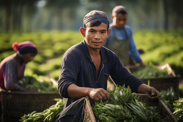 Uomo indonesiano che lavora nell'agricoltura