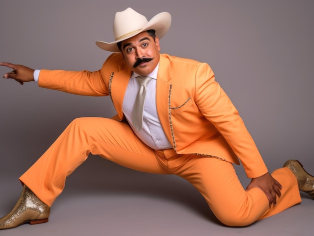 Uomo messicano in posa giocosa su uno sfondo solido