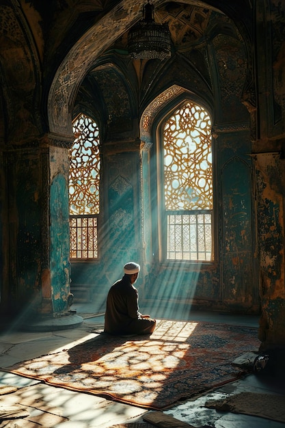 Uomo musulmano in moschea