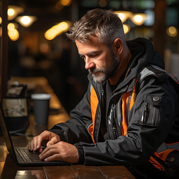 Uomo professionale che lavora al computer portatile