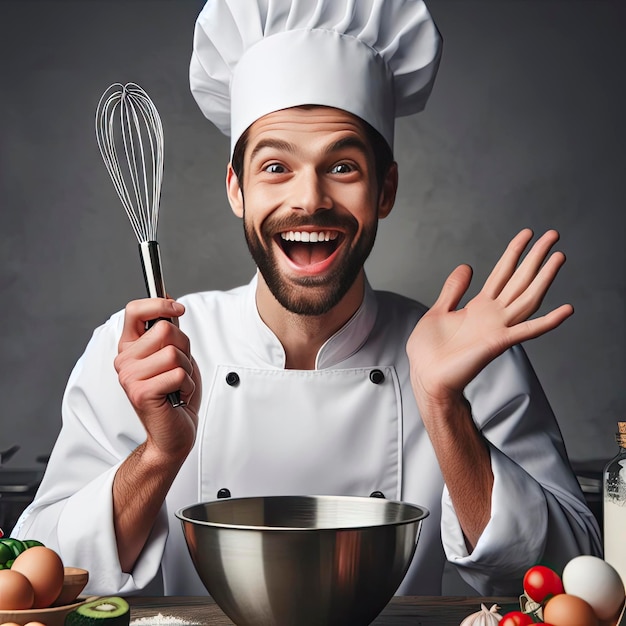 uomo sorridente in costume di chef ai generative