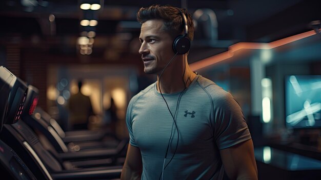 Uomo sorridente in palestra felice e motivato nella sua routine di fitness Giornata mondiale della salute