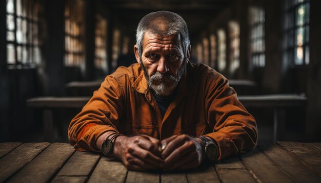 Uomo tenuto prigioniero con le manette le mani dietro la schiena