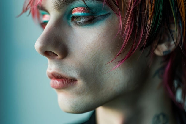 Uomo transgender con trucco AI generativa