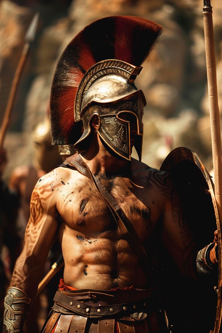 Foto uomo vestito da soldato romano