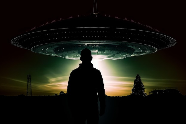 Uomo vicino all'ufo Genera Ai