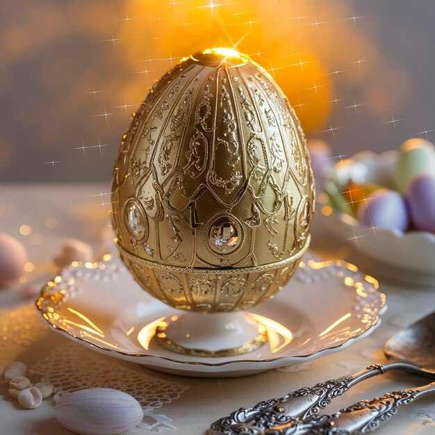 uova d'Oro di Pasqua sul piatto