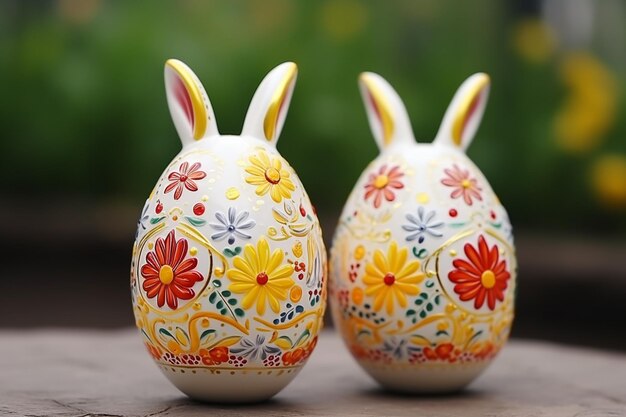 Uova decorative con coniglio per il giorno di Pasqua