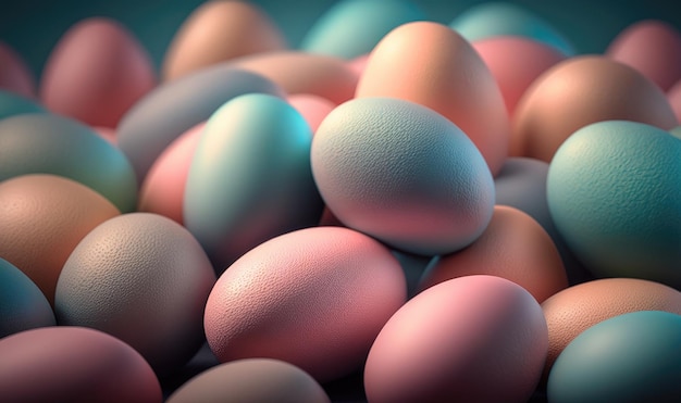 Uova di Pasqua colorate come sfondo da sogno etereo morbido