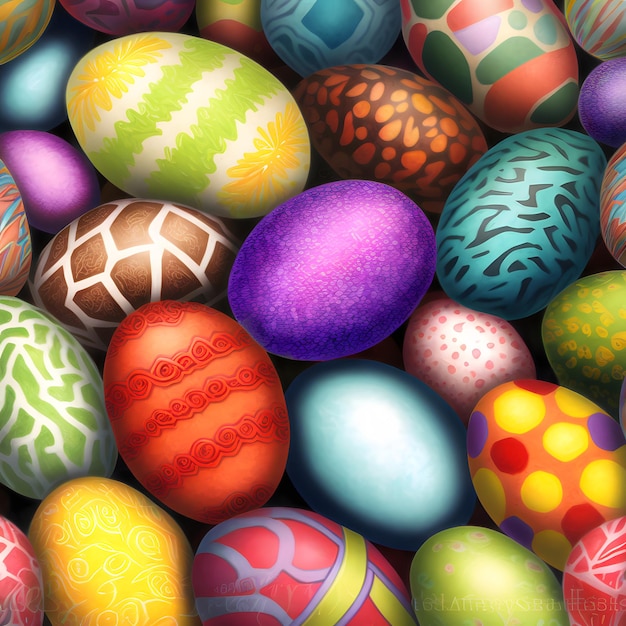 Uova di Pasqua colorate full frame sfondo rete neurale generata arte