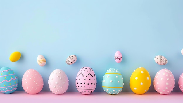 Uova di Pasqua colorate in un ambiente natalizio primaverile con spazio per il testo