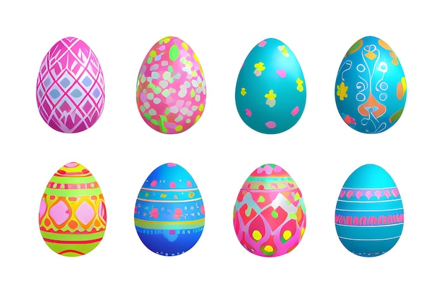Uova di Pasqua colorate isolate su sfondo bianco
