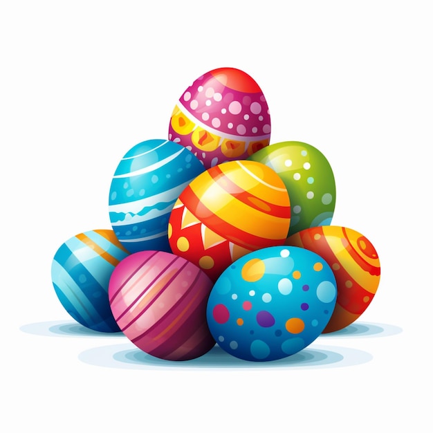 Uova di Pasqua colorate su sfondo bianco