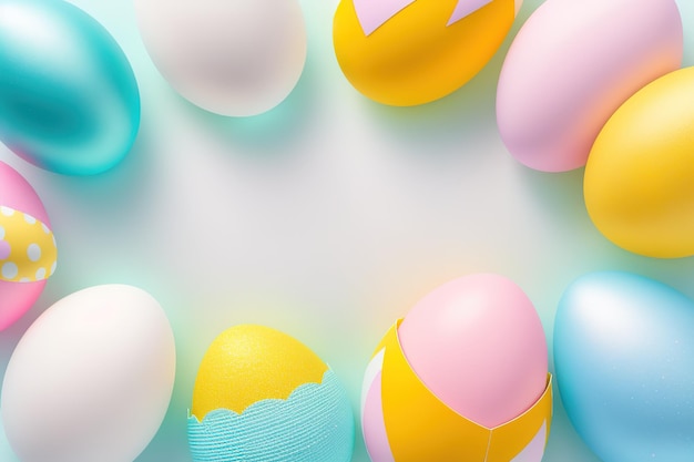 Uova di Pasqua colorate su sfondo bianco
