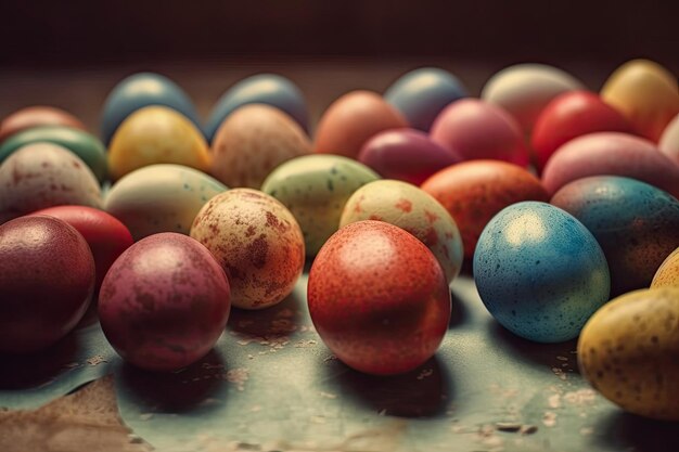 Uova di Pasqua colorate su un tavolo