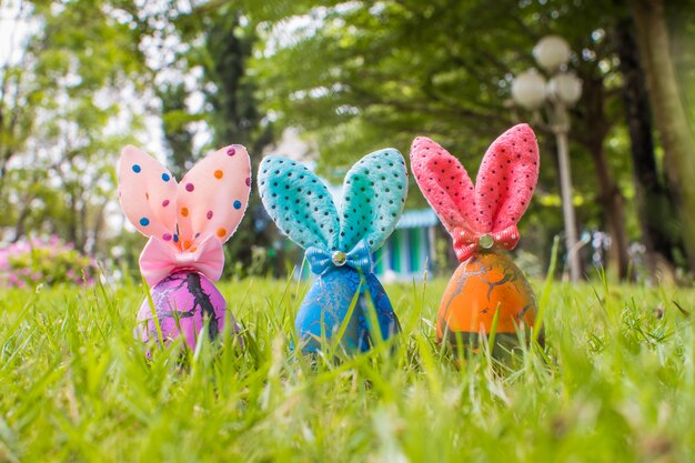Uova di Pasqua con coniglio carino creativo