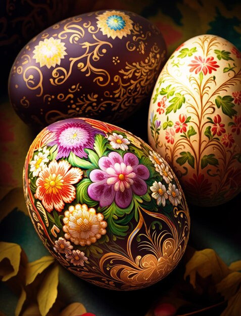 Uova di Pasqua decorative con ornamenti