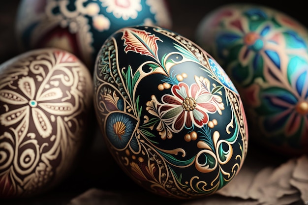 Uova di Pasqua decorative con ornamenti