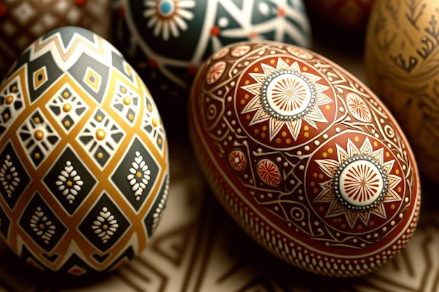 Uova di Pasqua decorative con ornamento IA generativa