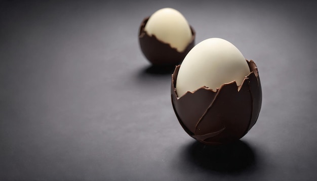 uova di Pasqua di cioccolato scuro e uova di pasqua di ciaccolato bianco