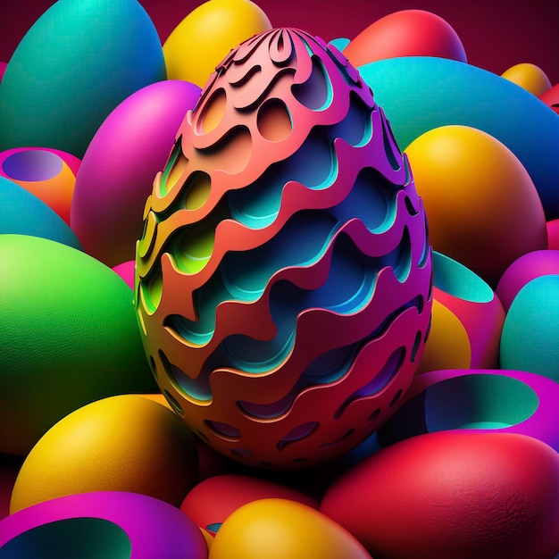 Uova di Pasqua in colori vivaci Tecnologia AI generativa