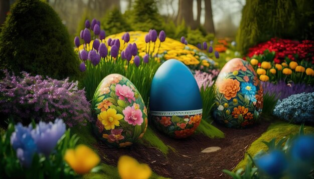 Uova di Pasqua In un giardino