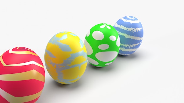 Uova di Pasqua, rappresentazione 3d per il contenuto di festa.