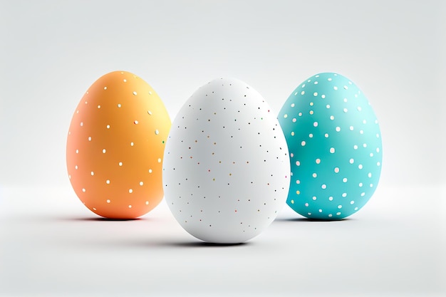 Uova di Pasqua su sfondo bianco IA generativa
