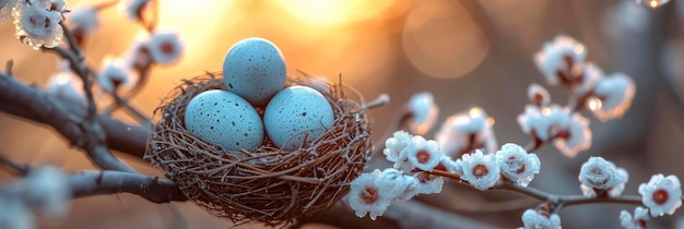 Uova di quaglia pasquale nido ramo di salice sfondo HD illustrazioni
