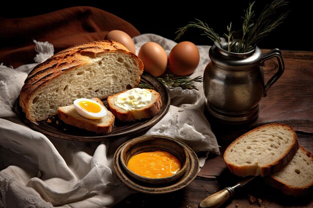 Uova e pane per la colazione.