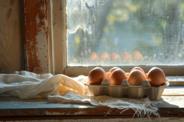 uova fresche sul davanzale della cucina