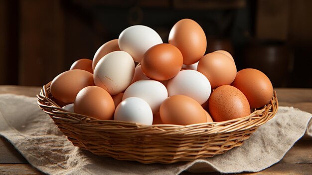 Uova fresche tenute in un secchio su bianco