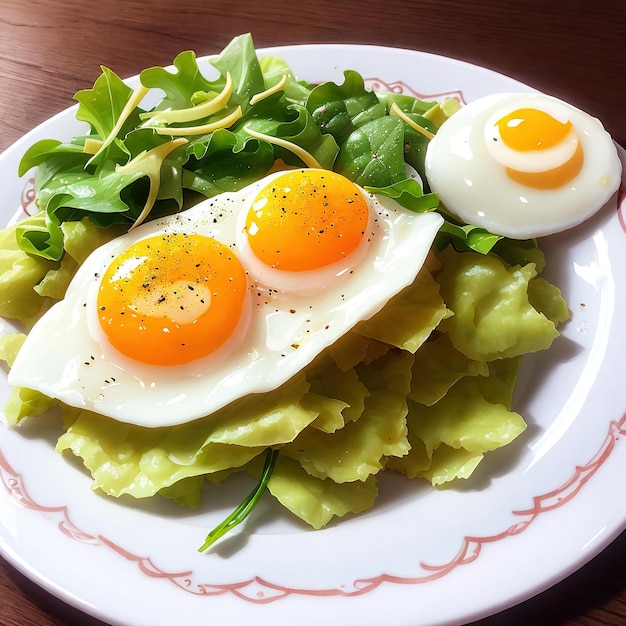 Uova fritte con pancetta e verdure