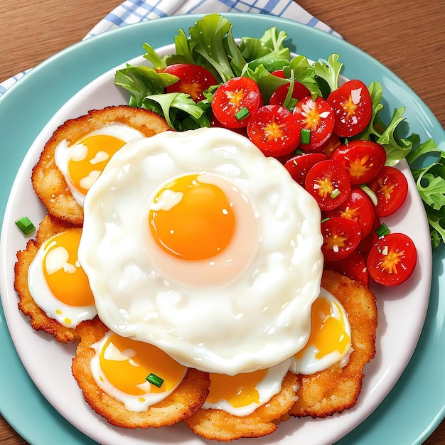 Uova fritte con pancetta e verdure