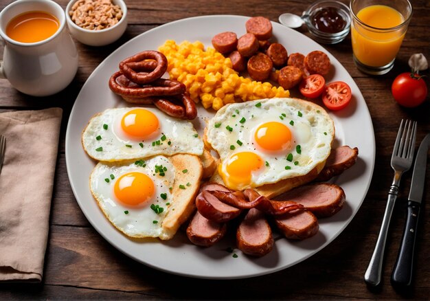 Uova per la colazione, salsicce