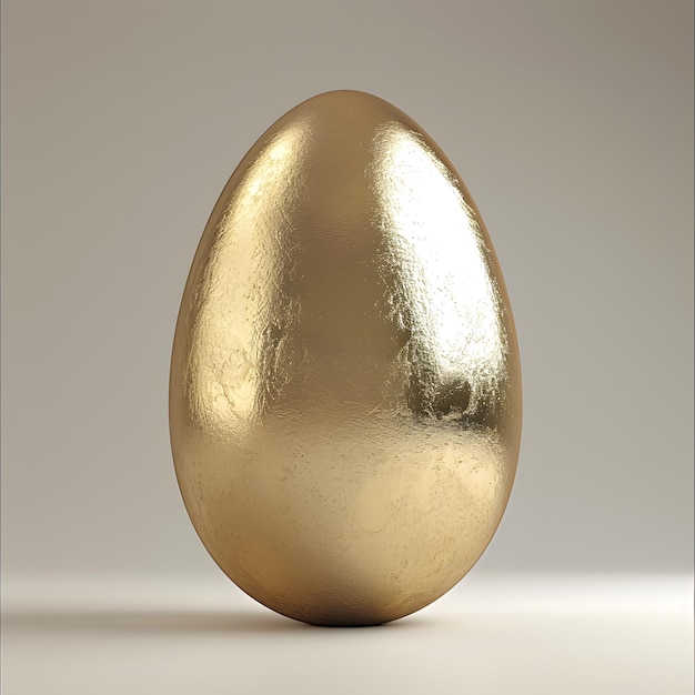 Uovo d'Pasqua dorato 3D su uno sfondo neutrale per una moderna celebrazione natalizia AI generativa