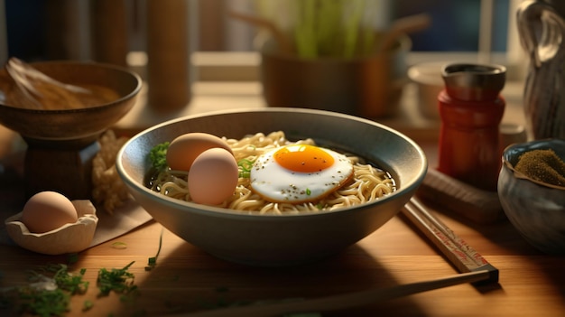 uovo di bacchette di ramen giapponese