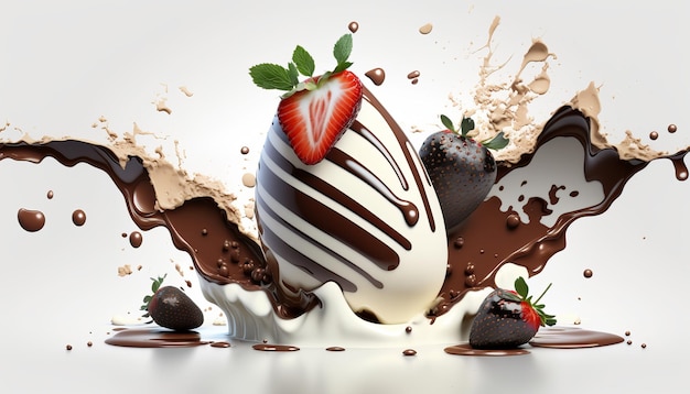 Uovo di cioccolato di Pasqua con Liquid Splash AI Generative