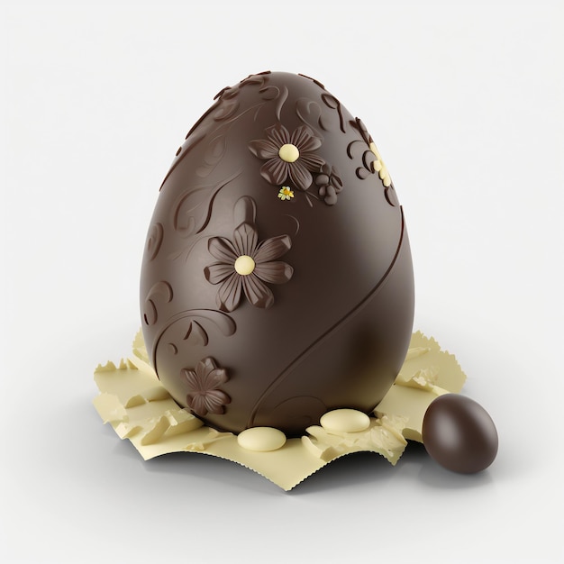 Uovo di Pasqua al cioccolato con cioccolato bianco