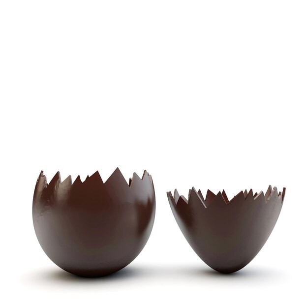 Uovo di Pasqua al cioccolato incrinato Rendering 3D aperto