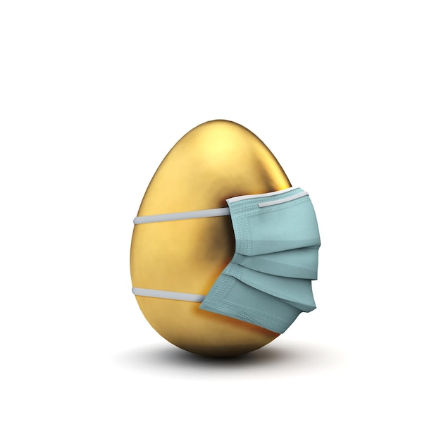 Uovo di Pasqua che indossa una maschera chirurgica coronavirus easter concept d rendering