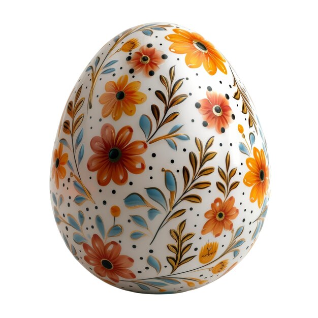 Uovo di Pasqua con ornamento isolato su bianco trasparente Uovo dipinto a mano